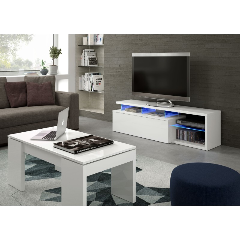 FLOW Mesa centro elevable BLANCO BRILLO