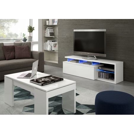 FLOW Mesa centro elevable BLANCO BRILLO