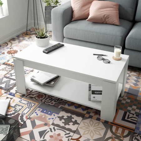 FLOW Mesa centro elevable  BLANCO ARTIK