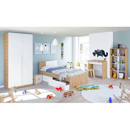 AMBIENT Cama juvenil con cabezal (SIN somier + 2 cajones)(para colchón de 190x90)